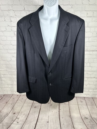 VTG Mark Shale Navy Blue Striped Two Button Jacket Blazer Men’s 46R *defects