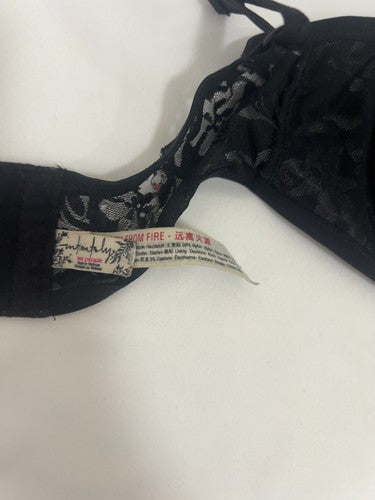 Free People Intimately Black Floral Lace Unlined Underwire Bra 34DD