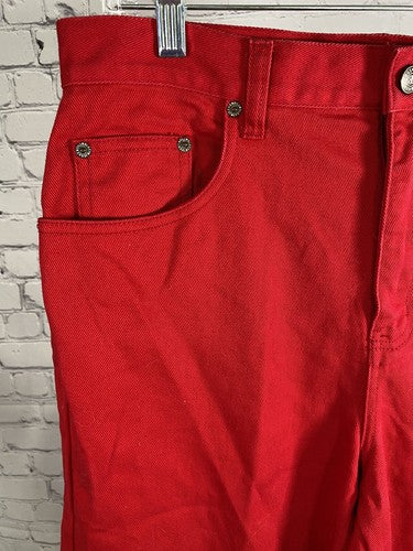 VTG Bill Blass Jeans Red Easy Fit Capri High Rise Cotton Denim Womens Pants 10