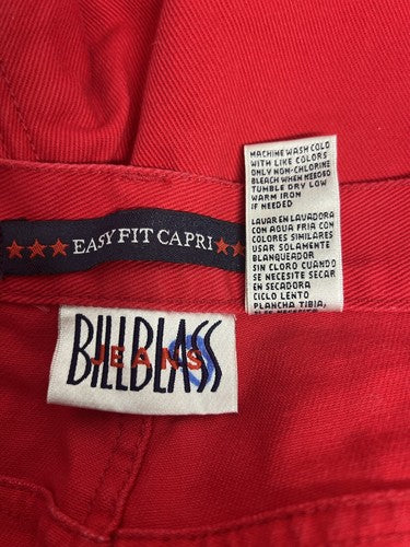 VTG Bill Blass Jeans Red Easy Fit Capri High Rise Cotton Denim Womens Pants 10