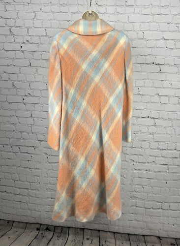 VTG Originala Peach Orange Plaid Button Lined Jacket Coat Retro Union Made M