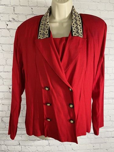 VTG Pride & Joy Red Double Breasted Gold Embroidered Collar  Jacket 16