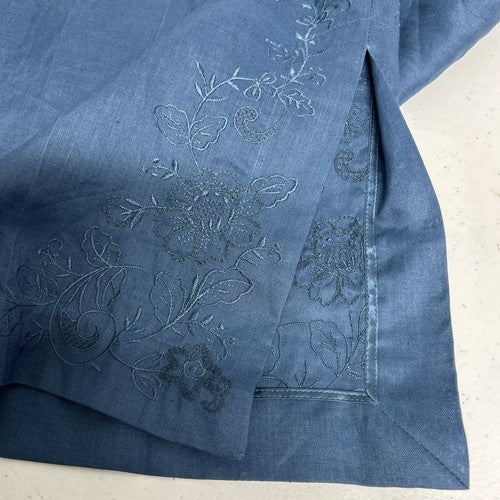VTG Passports Blue Floral Embroidered Semi Sheer Ankle Slit Pants 10 (30x31)