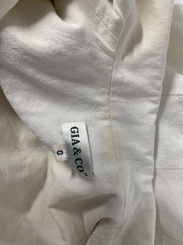VTG Gia & Co Ivory 100% Linen Collared 3 Oyster Button Up Top Shirt Women’s 0