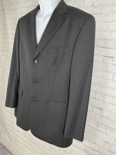 Brooks Brothers 346 Light Black Wool Glen Plaid 3 Button Jacket Blazer 39R