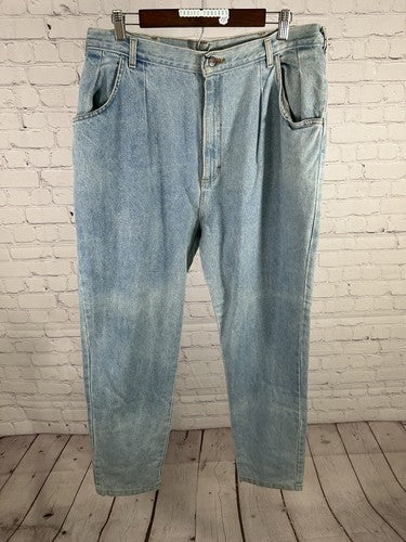 VTG Cafe Light Wash Pleated Front High Rise Blue Jeans Women’s Size 20 (34 x 29)