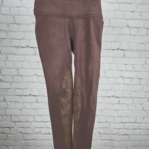 Spanx WOW Brown Faux Leather Leggings Athletic Yoga Pants Size Small S