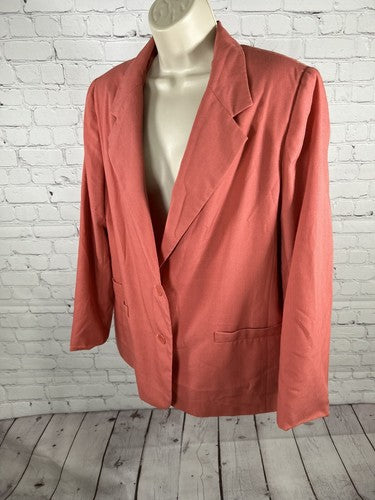 Napa Studio Coral Bitch Lapel Two Button Lined Suit Jacket Blazer Women’s 12