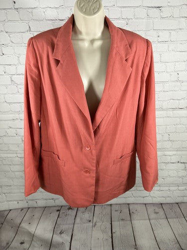 Napa Studio Coral Bitch Lapel Two Button Lined Suit Jacket Blazer Women’s 12