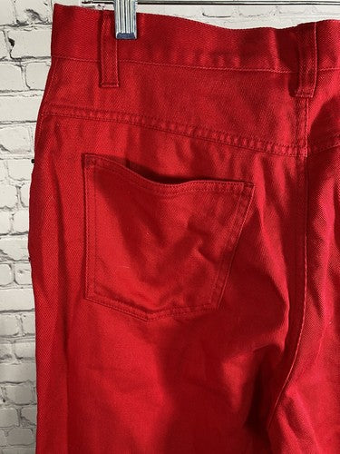 VTG Bill Blass Jeans Red Easy Fit Capri High Rise Cotton Denim Womens Pants 10