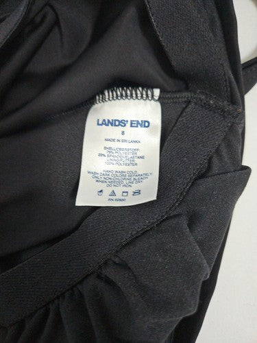 Lands' End Black Cross Back One Piece Swimsuit Bathing Suit Size 8