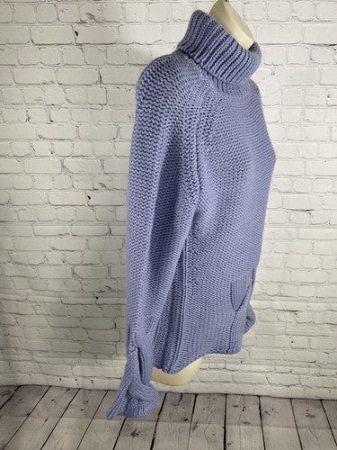 Laetitia Anthropologie Purple Acrylic Wool Chunky Knit Turtle Neck Sweater Small