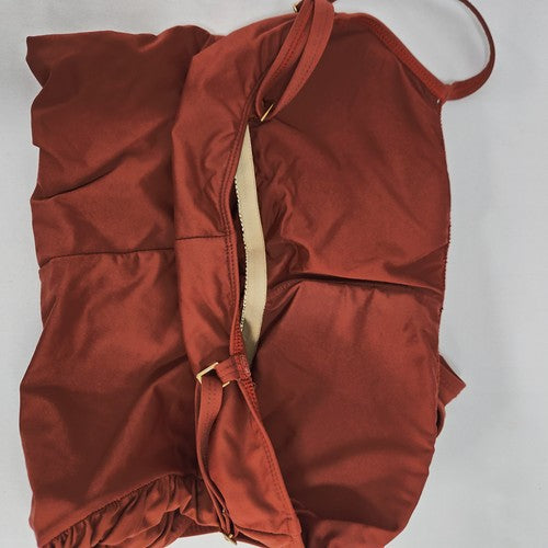 La Blanca Rust Brown Ruched Square Neck One Piece Swimsuit Bathing Suit 8