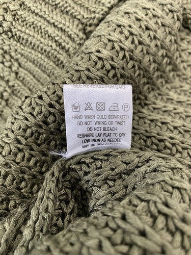 NWT NWD Impressions Green Chunky Knit Cotton Blend Pullover Sweater S/M