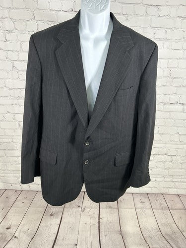 VTG Corporate Image Black Striped Two Button Blazer Suit Jacket Sport Coat 42R