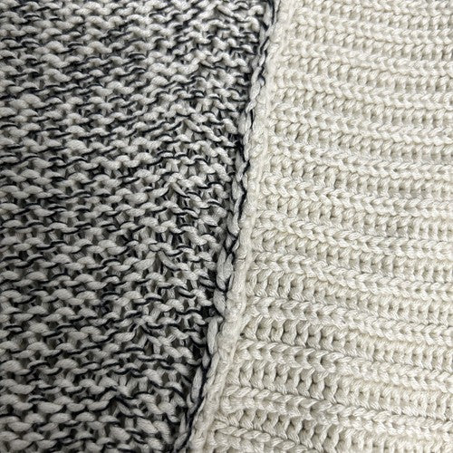 RD Style Knitted Pullover Sweater Ivory Black Long Sleeve Acrylic/Cotton Women S