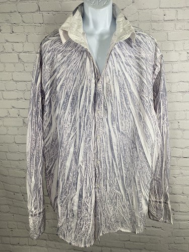 NWT Royal Blue White Blue Textured Long Sleeve Button Up Dress Shirt 2XL