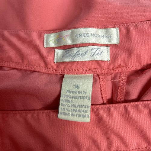 Greg Norman Perfect Fit Pink Adjustable Waist Women's Golf Skirt Skort Size 16