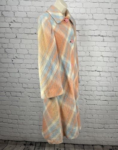 VTG Originala Peach Orange Plaid Button Lined Jacket Coat Retro Union Made M