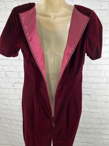 VTG My Michelle Crushed Velvet Cocktail Dress Petite Dark Burgundy 10P