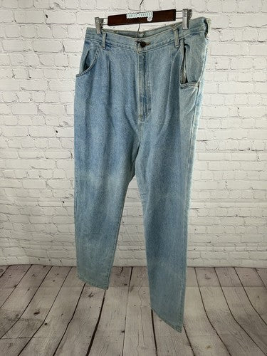VTG Cafe Light Wash Pleated Front High Rise Blue Jeans Women’s Size 20 (34 x 29)