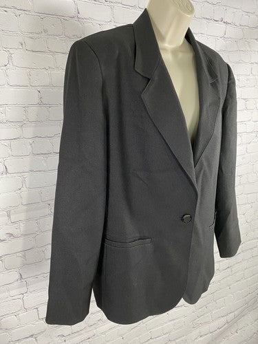 Classic Collection Vintage Black Single Button Womens Blazer Jacket Size 10