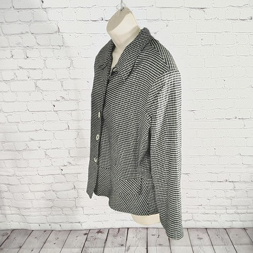 VTG Sharon Young Black White Checkered Contoured Blazer Women's Size 12