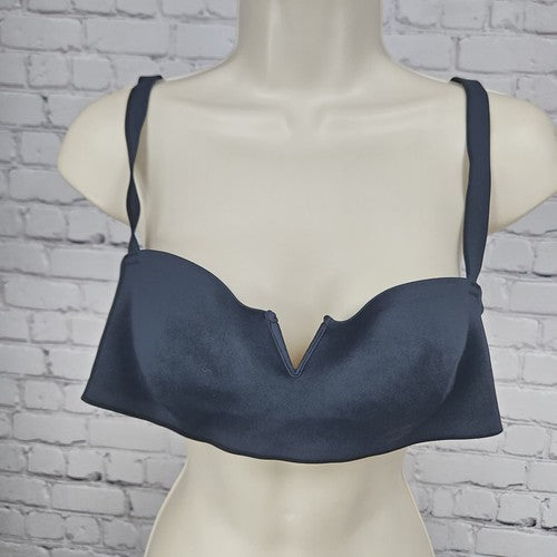 Free People Intimately Black Smooth Molded Cup V Notch Bra Size LG