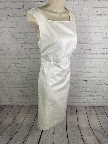 Sharagano Suits White Shift Dress Long Jacket 2 Piece Set Embroidered Beaded 12