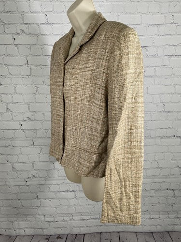 VTG Soiree Multicolored 100% Handwoven Silk 4 Button Blazer Jacket Womens M