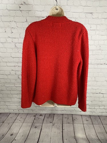 VTG Compositions Red Open Front Shoulder Padded Long Sleeve Sweater Cardigan S