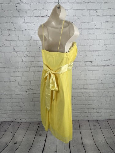 VTG B.Darlin Yellow Pleated Front Spaghetti Strap Lined Sun Dress Dress Size 3/4
