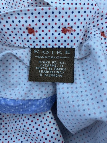 Koike Barcelona Red Polka Dot Button Down Long Sleeve Size 39 Portugal Made