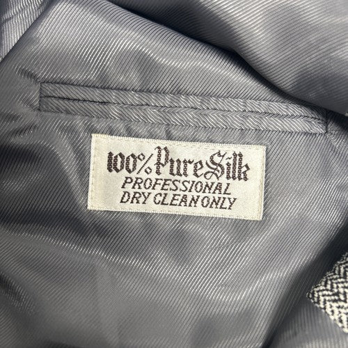 VTG Bert Pulitzer 100% Silk Black White Zig Zag Men’s 2 Button Blazer Jacket 41R