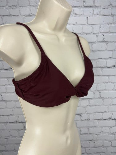 Aerie Burgundy Twist Front Bralette Bikini Swim Top Bathing Suit Size M