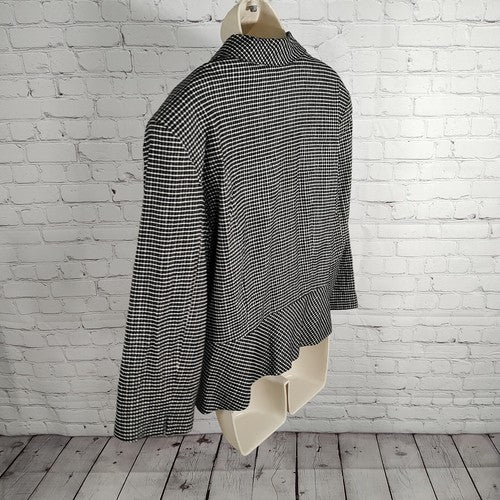 VTG Sharon Young Black White Checkered Contoured Blazer Women's Size 12