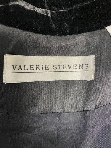 Vintage Valerie Stevens Black Silk Blend Velour Zip Up Collared Formal Jacket 8