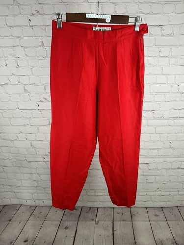 VTG Votre Nom Red Tapered High Rise Trousers Pants France Size 8 (27x24.5)