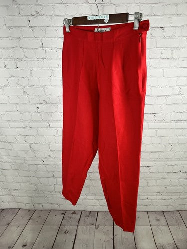 VTG Votre Nom Red Tapered High Rise Trousers Pants France Size 8 (27x24.5)