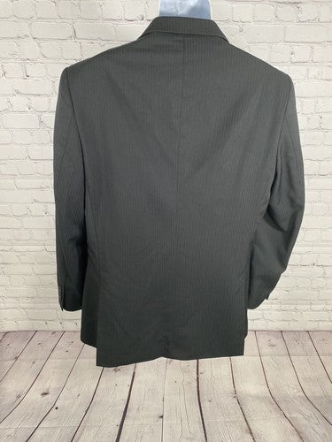Evan Picone Black Vertical Striped Two Button Blazer Jacket Coat Men’s 40R