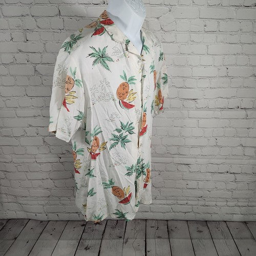 VTG Magnum 357 Polyester Blend Beachy Button Up Made In USA Men's Size XL