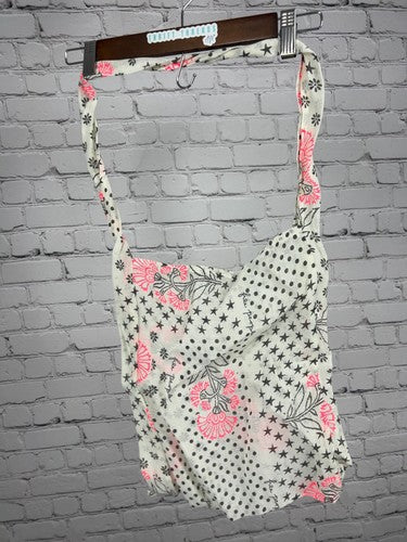 Free People Floral Boho Crossbody Tote Bag Muslin Beige Pink S