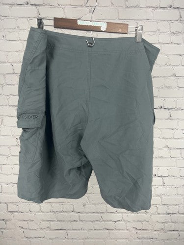 Quiksilver Gray Cargo Pocket Lace Up Board Shorts Swim Trunks (40x10.5)