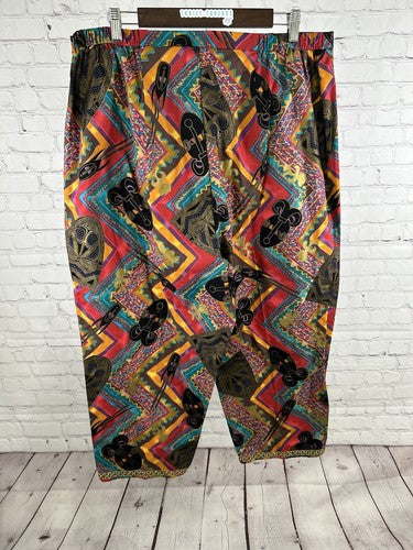 VTG Laura Henson Colorful Geometric Aztec Tribal Side Zip Pants 22 (37 x 24)