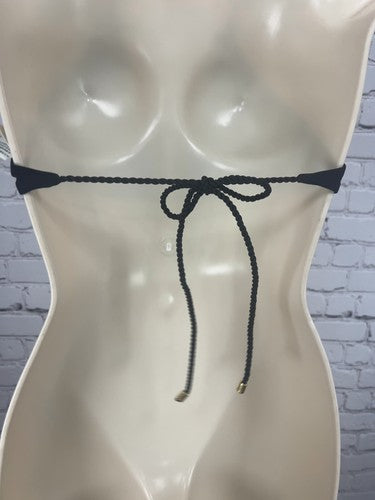 Abercrombie Swim Black Strappy Caged Front Triangle Halter Bikini Top S