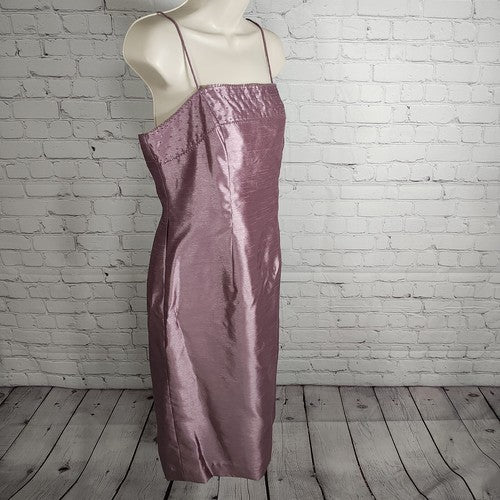 Alex Evenings Purple Strappy Beaded Pencil Formal Y2K Short Slip Dress Petite 8P