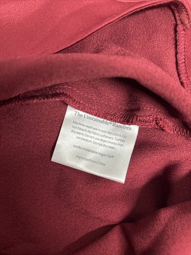 Elizabeth & Clarke Red 100% Unstainable Vegan Silk Long Sleeve Button Up 6