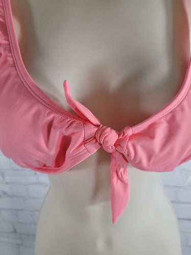 NWT The Bikini Lab Front Tie Pink Bikini Swimsuit Swim Top Beach Large L