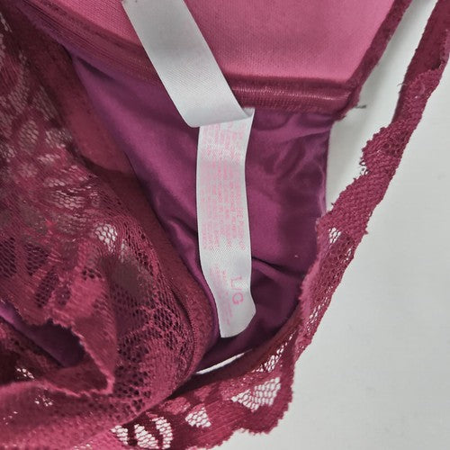 Victoria's Secret PINK Berry Floral Lace Wireless Racerback Push Up Bra Size L