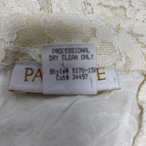 VTG Pastille Ivory Lace Cotton Blend Short Straight Pencil Skirt USA Size 8